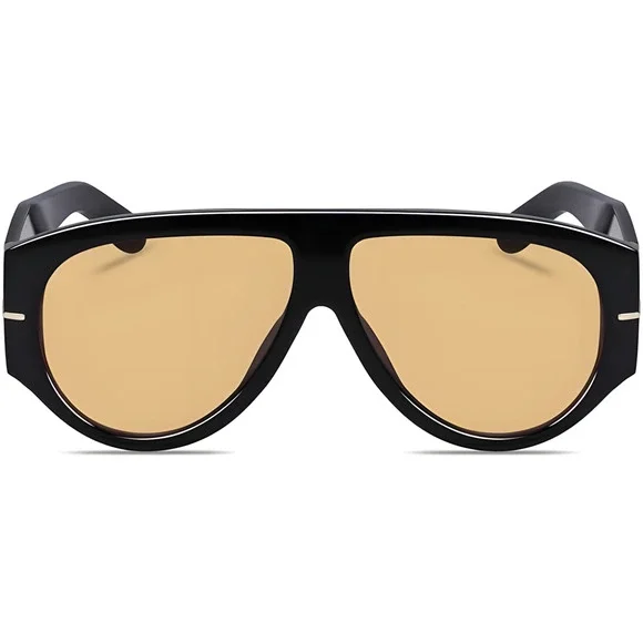 Oversized 70s Retro Sunglasses with Black Frame and Brown Tinted Lenses - Picture 3 of 3